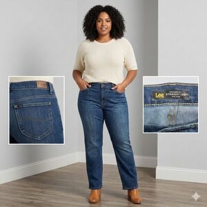 Lee Relaxed Fit Straight Leg Women's Jeans Size 14 - Dark Wash